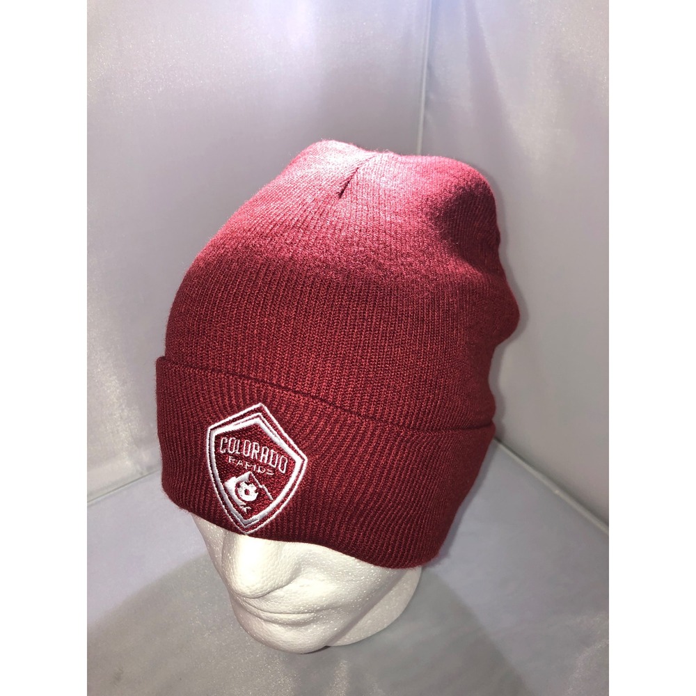 Colorado Rapids MLS Soccer Beanie Burgundy Toyota Logo Cuffed Knit Hat